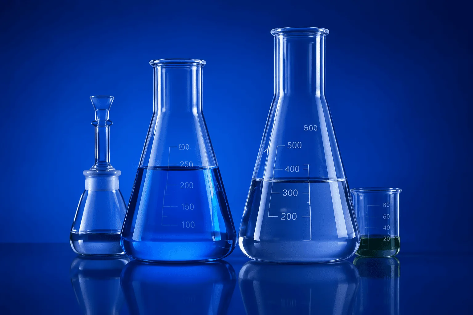 Laboratory flasks with surfactant samples